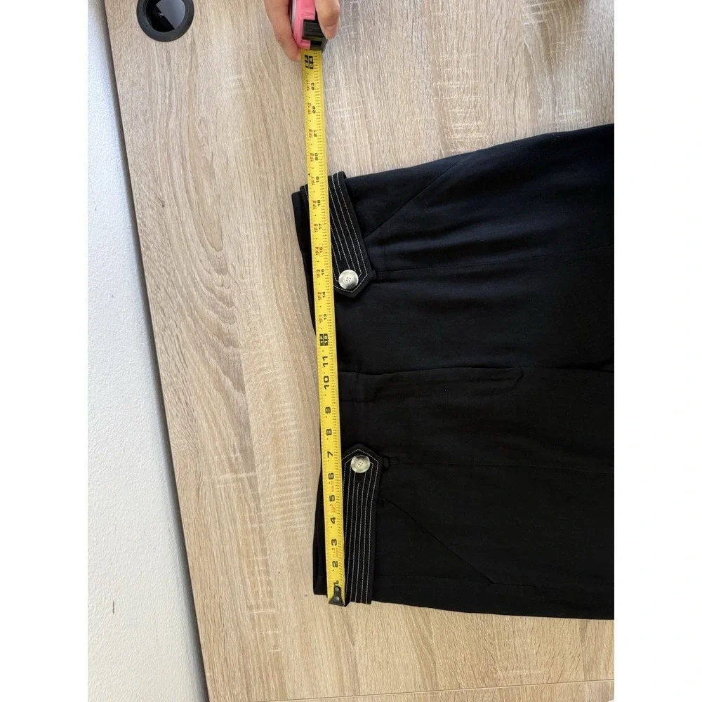 Veronica Beard Sunny Pant Black Linen Blend Wide Leg Trousers Sz 14